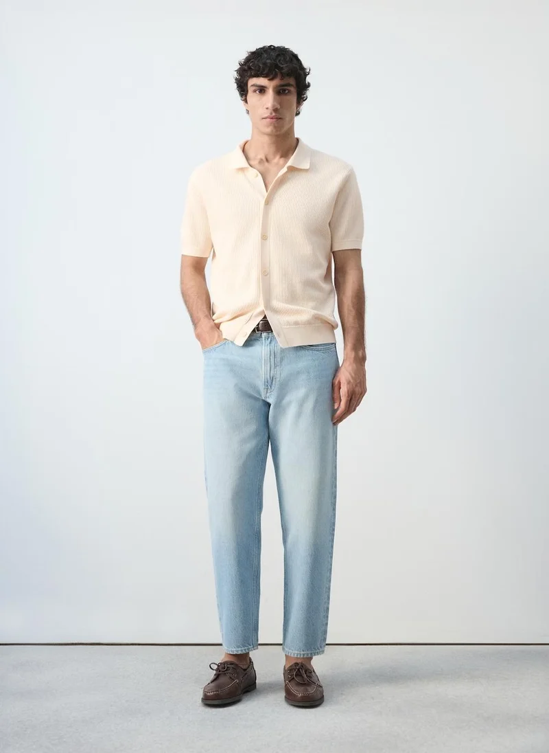 Mango Man  100% cotton structured knit polo with buttons for Men | Best Price UAE